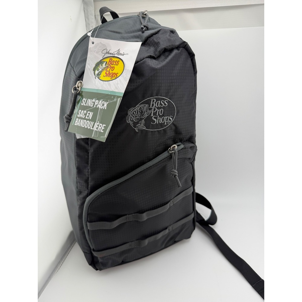 Bass Pro Shops Johnny Morris Sling Pack Backpack Charcoal Gray Black NWT